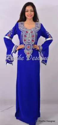 Picture of modest maxi gown moroccan purple georgette kaftan gold 