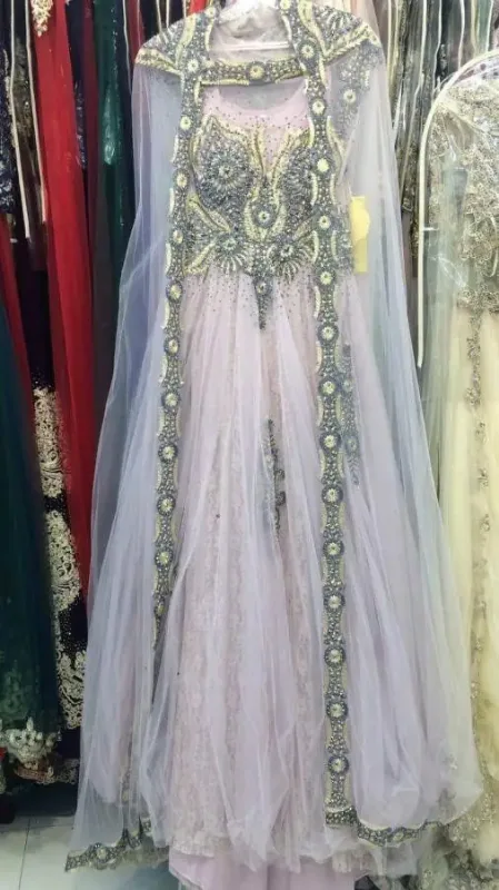 Picture of Radhe Designer Gold Georgette Kaftan Dress for Women - F1592