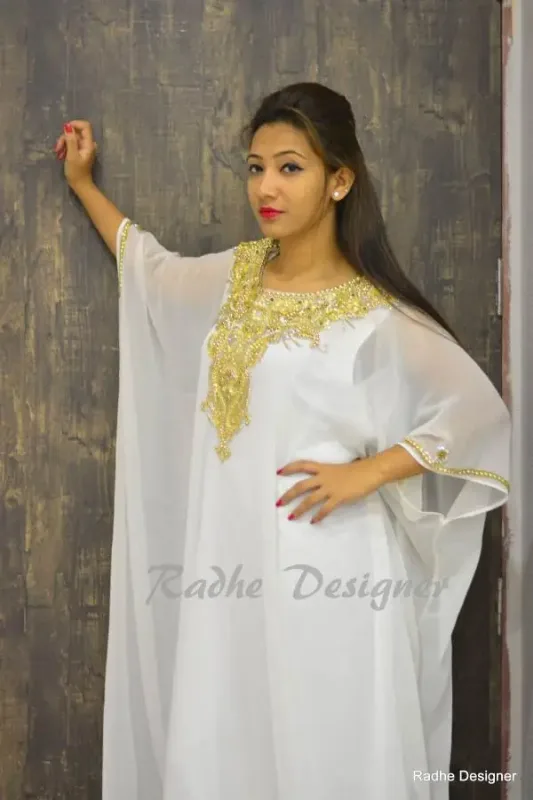 Picture of Radhe Designer Pink Georgette Kaftan Dress for Women - Y357