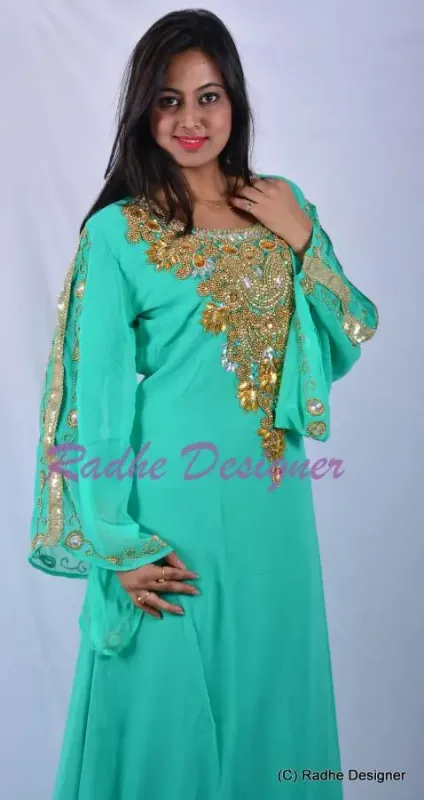 Picture of Radhe Designer Black Georgette Kaftan Dress for Women - Y887