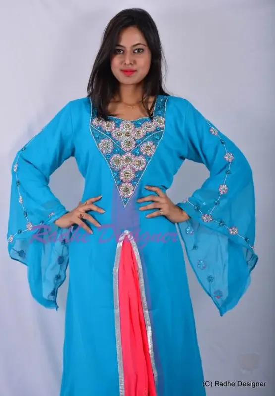 Picture of Radhe Designer Blue Georgette Kaftan Dress for Women - Y967