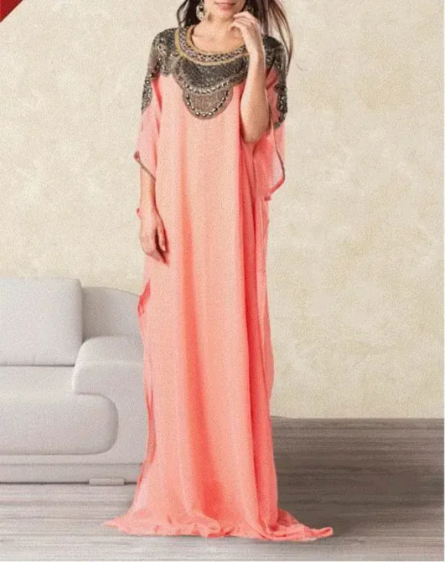 Picture of Multi Color Georgette Kaftan Dress for Women - Look 10065