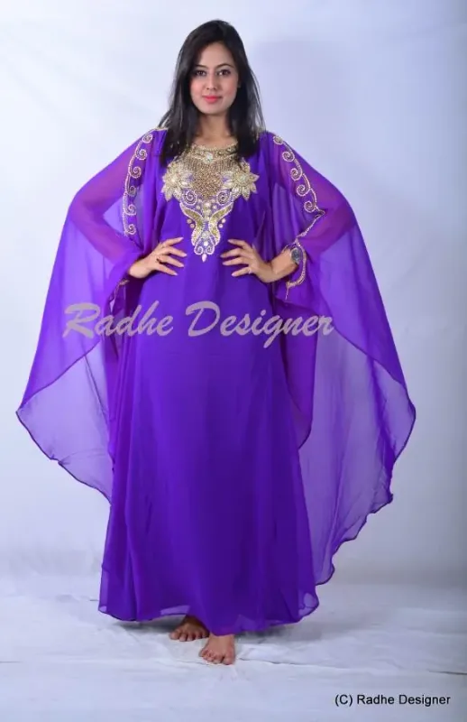 Picture of Radhe Designer White Georgette Kaftan Dress for Women - Y971