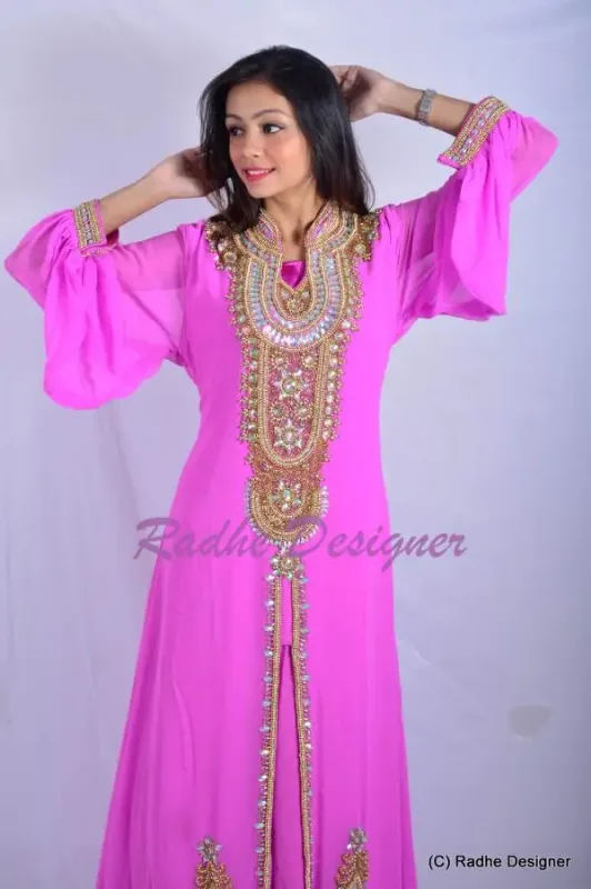 Picture of Blue Georgette Kaftan Dress for Women - Look 10075