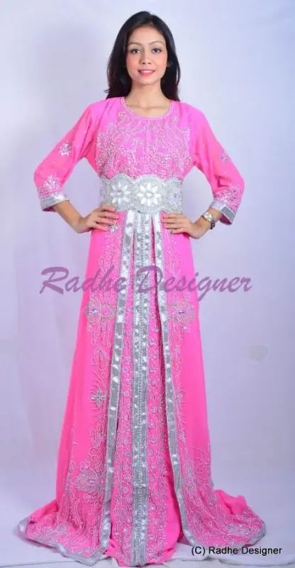 Picture of Pink Cotton Kaftan Dress for Women - Look 10076