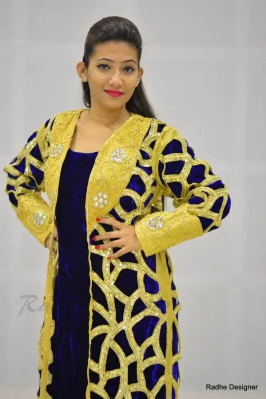 Picture of Radhe Designer Purple Chiffon Kaftan Dress for Women - Y568