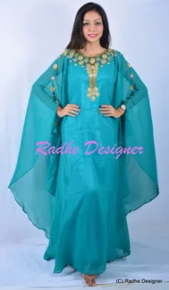 Picture of Moroccan Dubai Kaftan Abaya Jalabiya V-Neck Arabian Th