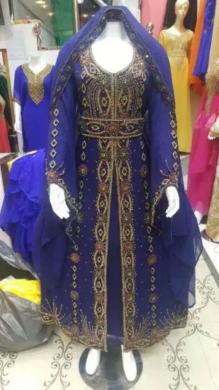 Picture of moroccan fantasy wedding gown party wear machine embro,