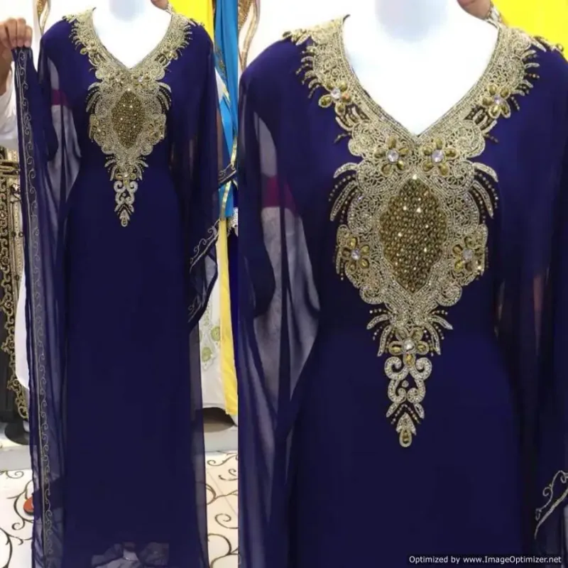Picture of Radhe Designer White Georgette Kaftan Dress for Women - F2212
