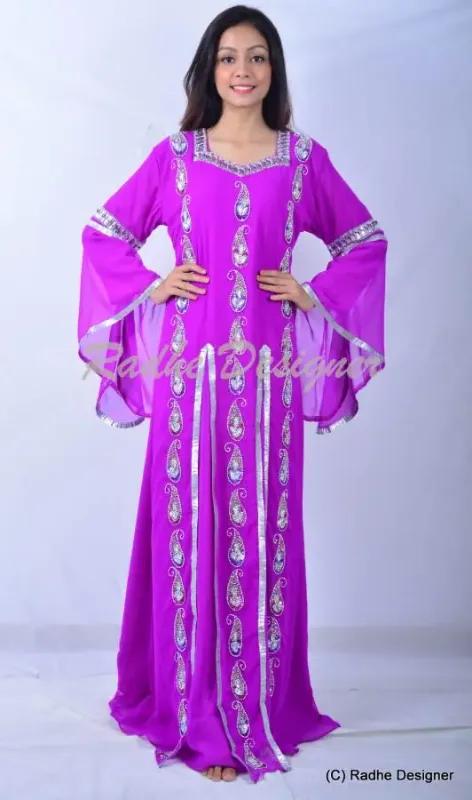 Picture of Radhe Designer Black Georgette Kaftan Dress for Women - Y1036