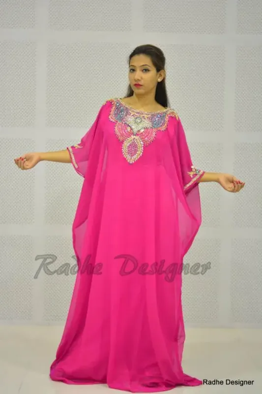 Picture of Radhe Designer Black Georgette Kaftan Dress for Women - Y492