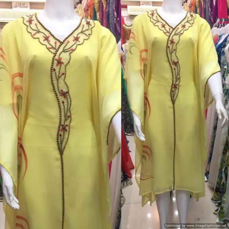 Picture of Radhe Designer White Georgette Kaftan Dress for Women - F2325