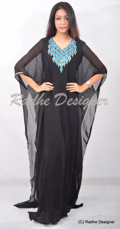 Picture of Radhe Designer Black Georgette Kaftan Dress for Women - Y192
