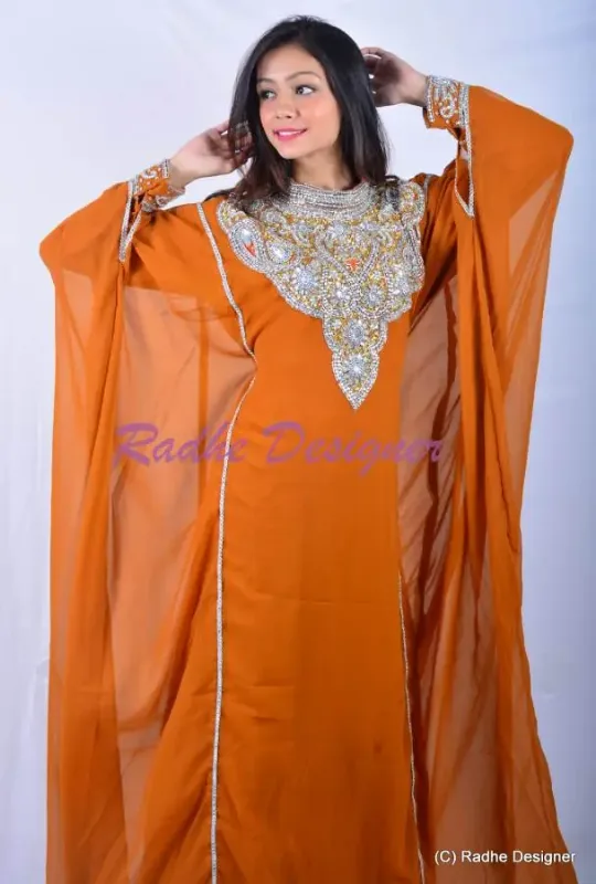 Picture of Radhe Designer Red Georgette Kaftan Dress for Women - Y130