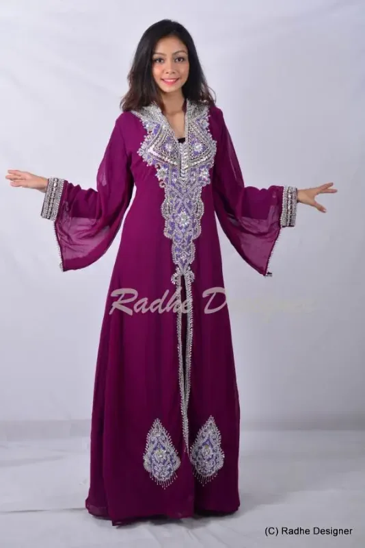 Picture of Radhe Designer Purple Georgette Kaftan Dress for Women - Y1078