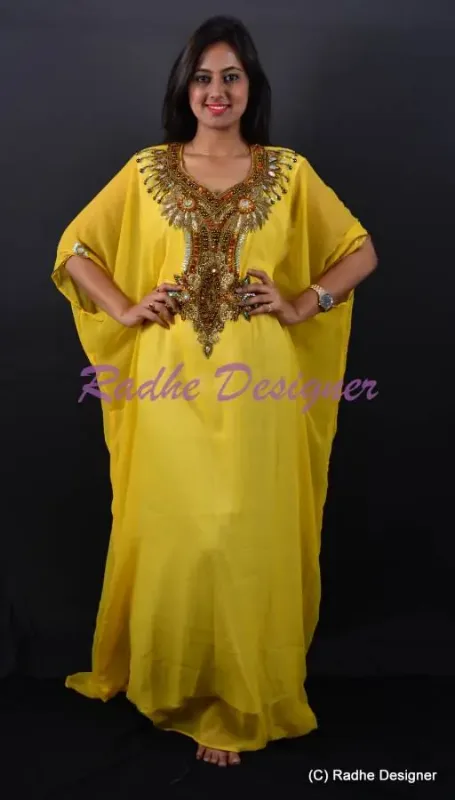 Picture of Radhe Designer White Georgette Kaftan Dress for Women - Y19
