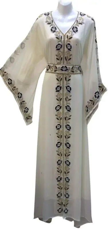 Picture of Radhe Designer Gold Georgette Kaftan Dress for Women - F1856