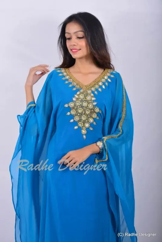 Picture of Radhe Designer Black Georgette Kaftan Dress for Women - Y747