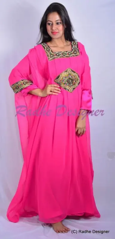 Picture of White Georgette Kaftan Dress for Women - Look 10171