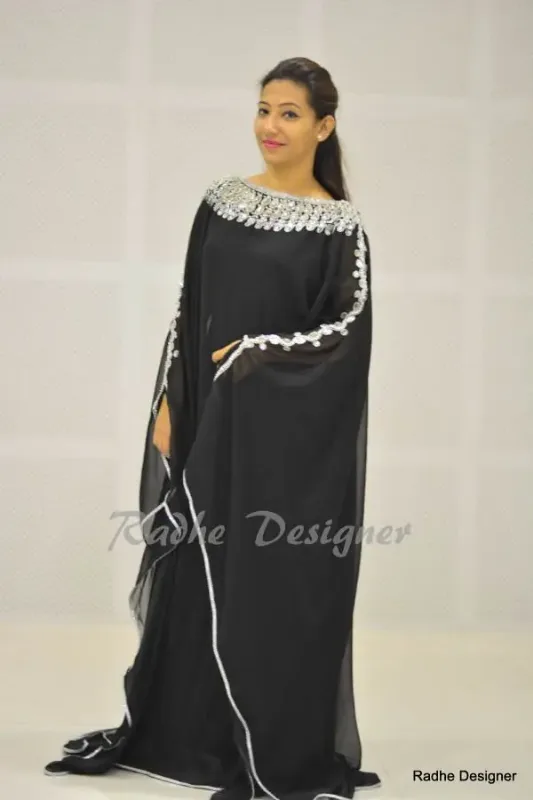 Picture of Black Georgette Kaftan Dress for Women - Look 10199