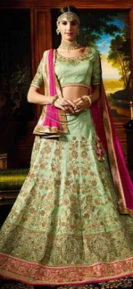 Picture of chaniya choli color combination,lehenga saree greencha,