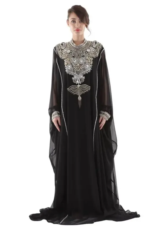 Picture of Radhe Designer Black Georgette Kaftan Dress for Women - F10542