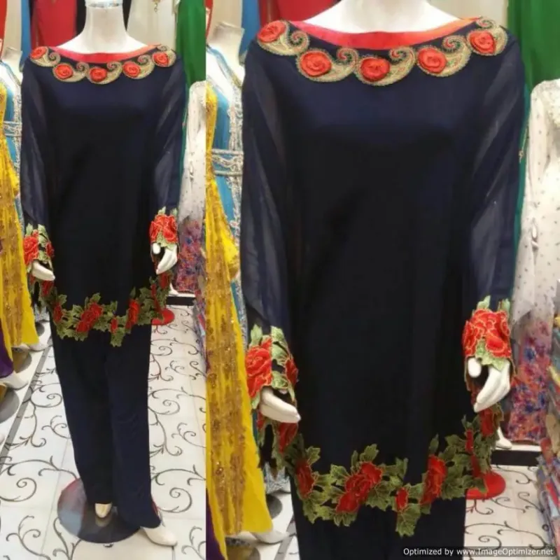 Picture of Radhe Designer Black Georgette Kaftan Dress for Women - F2526