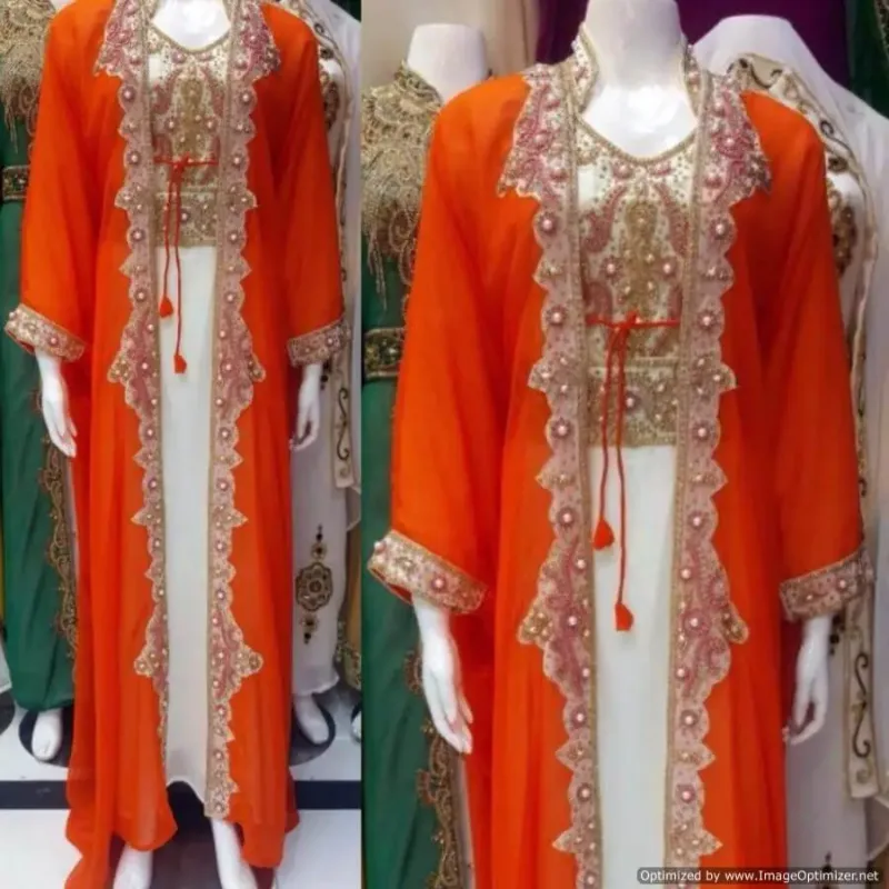 Picture of Radhe Designer White Georgette Kaftan Dress for Women - F2546