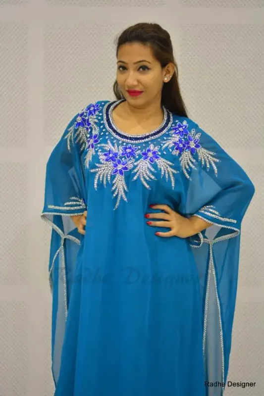Picture of Radhe Designer Blue Georgette Kaftan Dress for Women - Y1