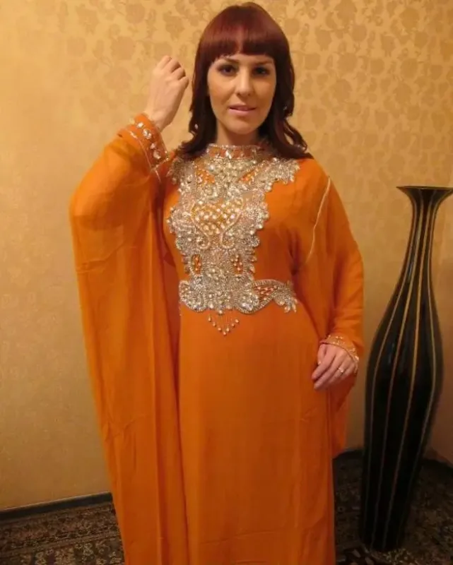 Picture of Radhe Designer White Georgette Kaftan Dress for Women - F8063