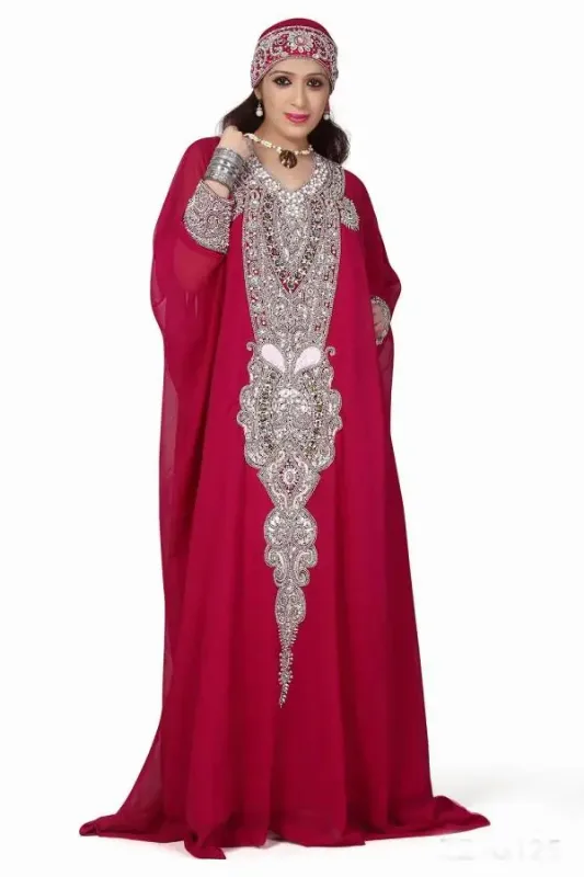 Picture of Radhe Designer White Georgette Kaftan Dress for Women - F5437