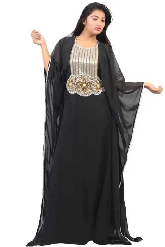 Picture of Radhe Designer White Georgette Kaftan Dress for Women - F10666
