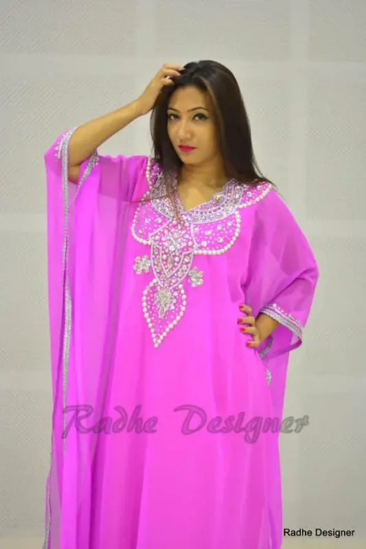 Picture of Radhe Designer Black Georgette Kaftan Dress for Women - Y509