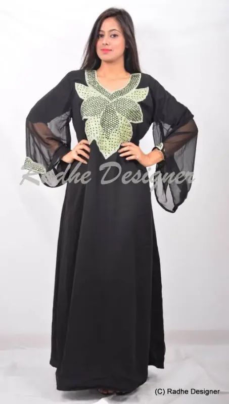 Picture of Radhe Designer White Georgette Kaftan Dress for Women - Y229