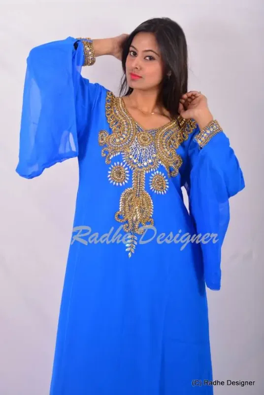 Picture of Radhe Designer Black Georgette Kaftan Dress for Women - Y700