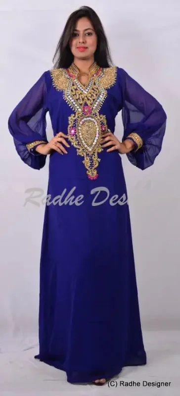 Picture of Radhe Designer Black Georgette Kaftan Dress for Women - Y819