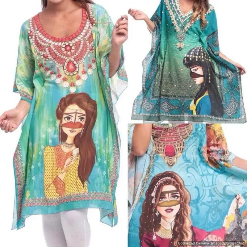 Picture of Radhe Designer Black Georgette Kaftan Dress for Women - F2073