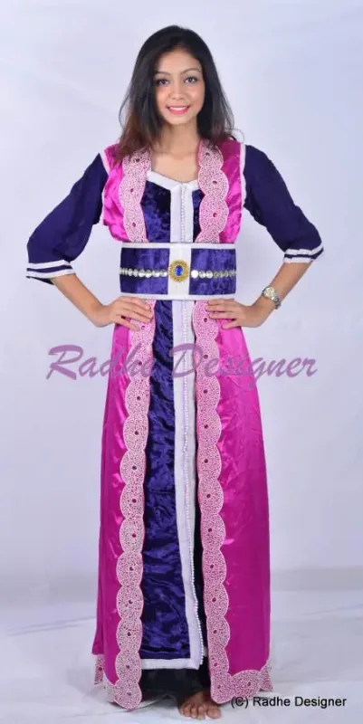 Picture of Radhe Designer White Georgette Kaftan Dress for Women - Y1124