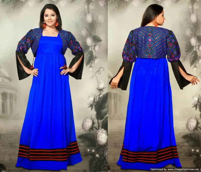 Picture of Black Georgette Kaftan Dress for Women - Look 10416
