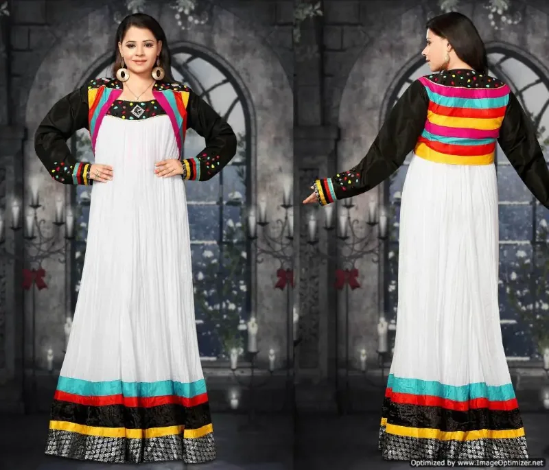 Picture of White Georgette Kaftan Dress for Women - Look 10420