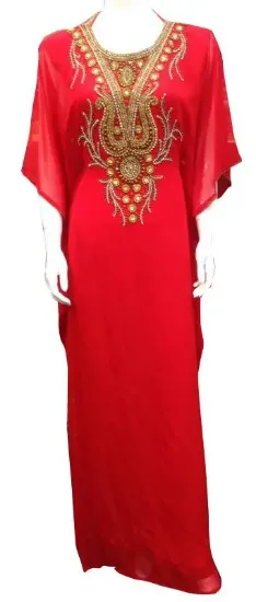 Picture of pink georgette kaftan jalabiya maxi dress takshita wedd