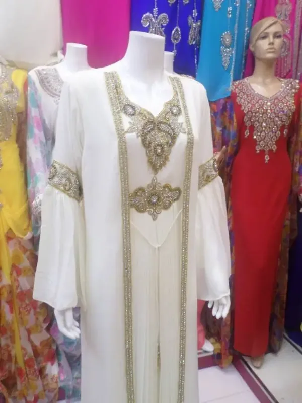Picture of Radhe Designer White Georgette Kaftan Dress for Women - F8216