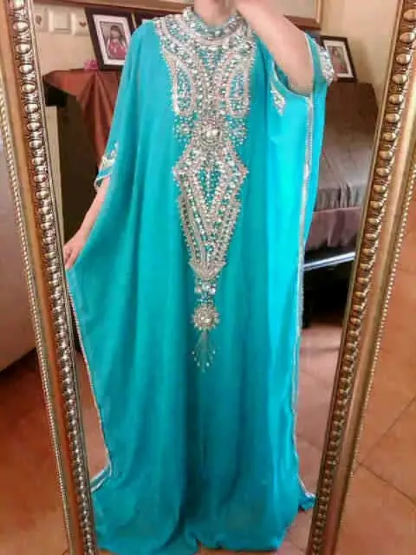 Picture of Radhe Designer White Georgette Kaftan Dress for Women - F8086