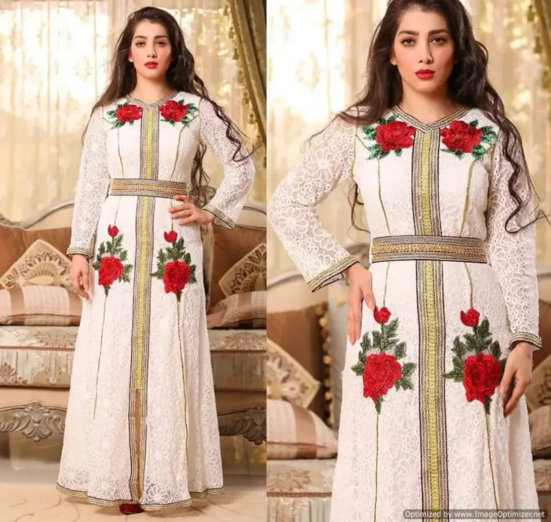 Picture of Radhe Designer White Georgette Kaftan Dress for Women - F3080