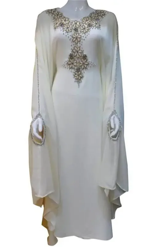 Picture of Radhe Designer White Georgette Kaftan Dress for Women - F9228
