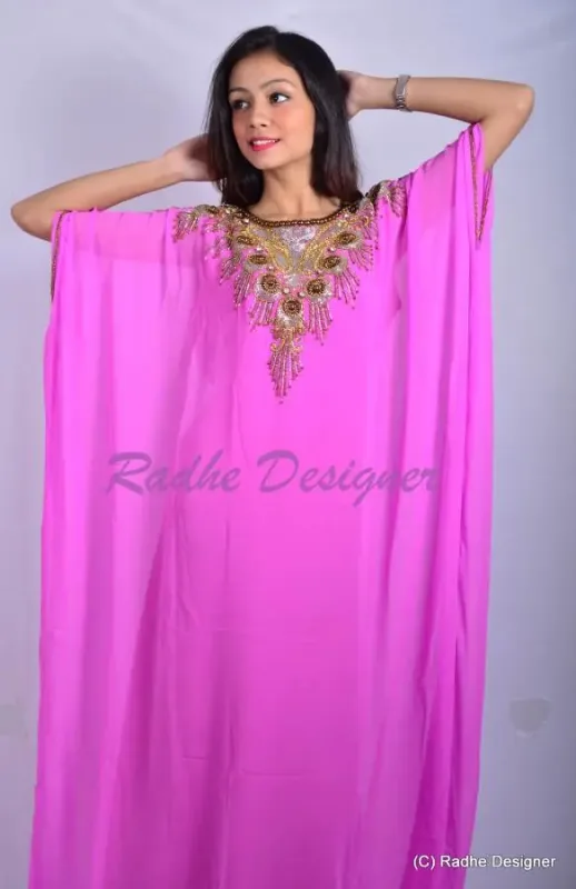 Picture of Radhe Designer Yellow Georgette Kaftan Dress for Women - Y34