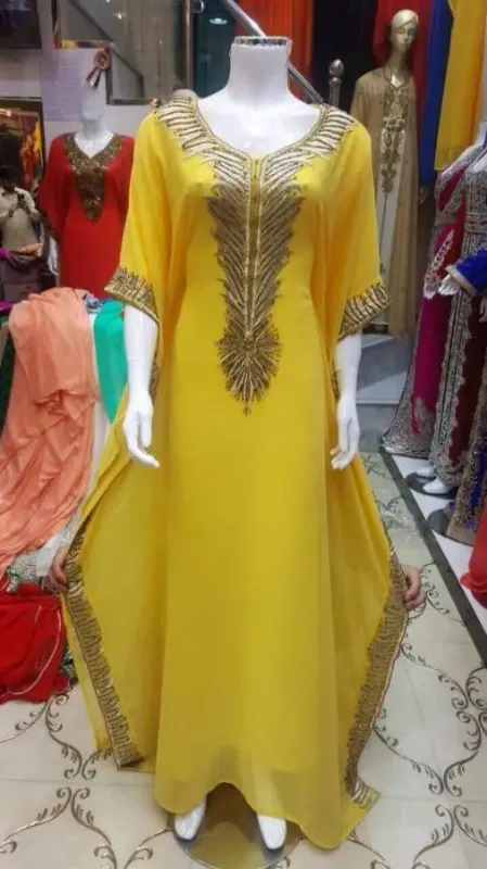Picture of Radhe Designer Yellow Georgette Kaftan Dress for Women - F3910