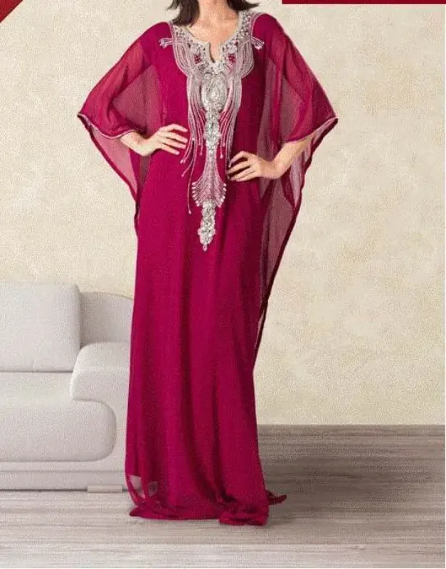 Picture of Blue Georgette Kaftan Dress for Women - Look 10614