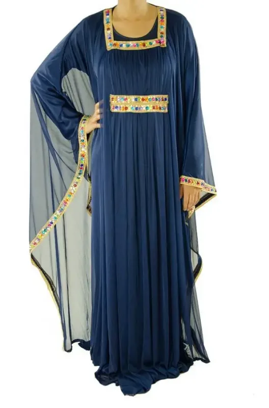 Picture of Blue Georgette Kaftan Dress for Women - Look 10618