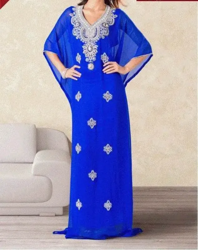 Picture of Purple Georgette Kaftan Dress for Women - Look 10620